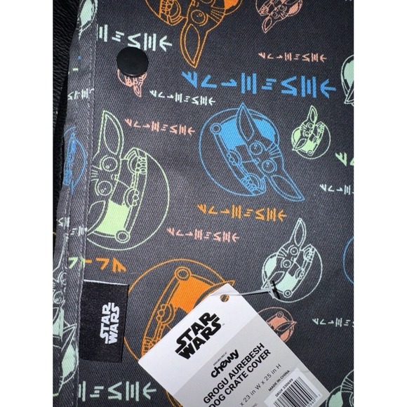 NWT Chewy STAR WARS: THE MANDALORIAN‎ Grogu Aurebesh fabric crate cover Disney M - Picture 6 of 7